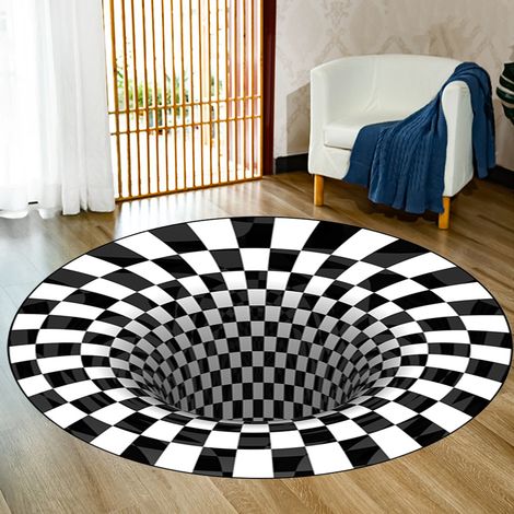 Tapis rond 3D pour salon, paillasson, couverture de table basse, tapis décoratif optique 3D pour chambre, salle à manger, bureau