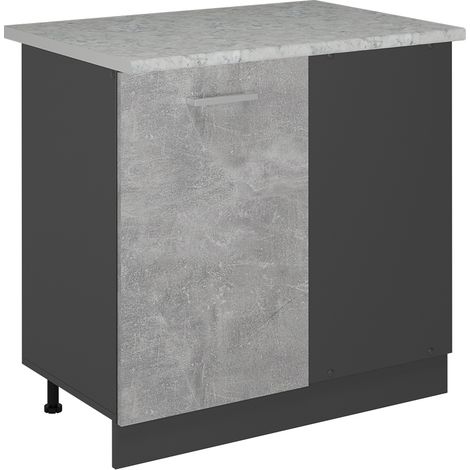 Mobile ad angolo cucina R-Line, Calcestruzzo, 86 cm PL Marmo, Vicco