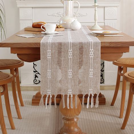 Serviette De Table Rectangulaire - 13 X 70 Pouces - Coton Et Lin - Pour Table À Manger Buffet Table De Chevet - 1 Pièce (1/5)