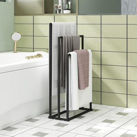 Porte-serviettes debout porte-serviettes avec 3 barres - échelle en acier 45 x 21,5 x 85 cm - Qualité