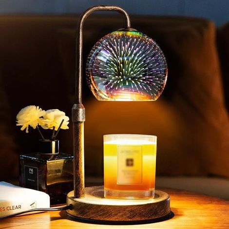 Lampe à cire fondue avec fonction minuterie – dôme en verre 3D et base rétro, compatible avec la variation d'intensité et le réglage de la hauteur. (1/5)