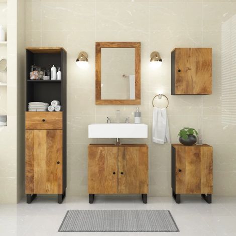 Set Mobili da Bagno 5 pz in Legno Massello di Mango (1/5)