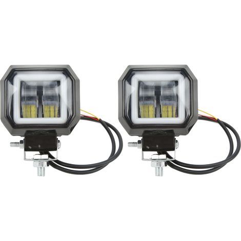 Barre lumineuse carrée à LED 20 W 6500 K avec projecteur, feux de jour, feux de position latéraux et antibrouillards pour camions, SUV et quads tout-terrain (ouverture rouge). (1/5)
