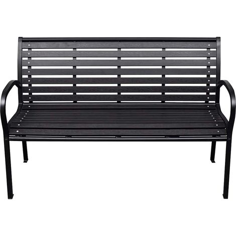 vidaXL Garden Bench Black 116 cm Steel and WPC