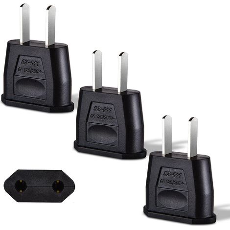 Adaptateur Prise USA, Adaptateur Voyage 3 X Adaptateur Prise Japon, Adaptateur Prise France vers USA, Japon Adaptateur Europe, Canada, Mexique (Noir) (1/5)