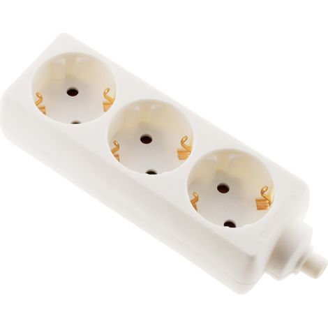 Multiprise 3 prises Schuko 16A sans câble - Blanc - Zenitech