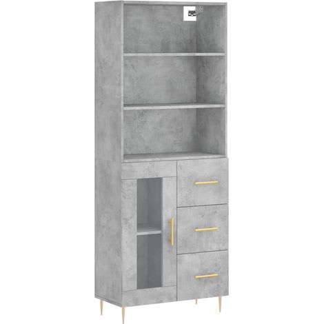 Credenza buffet cassettiera mobile contenitore organizer cucina soggiorno soggiorno alto 69,5 x 34 x 180 cm derivati del legno grigio 020034602