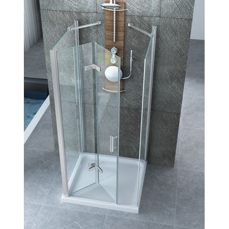 Cabina Box Doccia 3 Lati Anta a Libro 60 70 80 90 100 a Battente Porta Cristallo - Misura Box 3 Lati 60x90x60