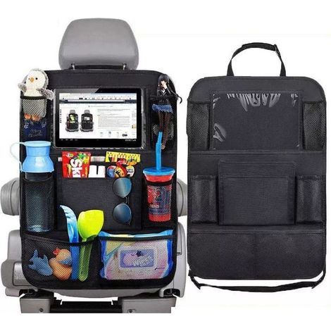 Linghhang – Organisateur de voiture 2 pièces – Protection arrière de siège auto imperméable – Support tablette transparent – 8 poches de rangement enfants (1/5)