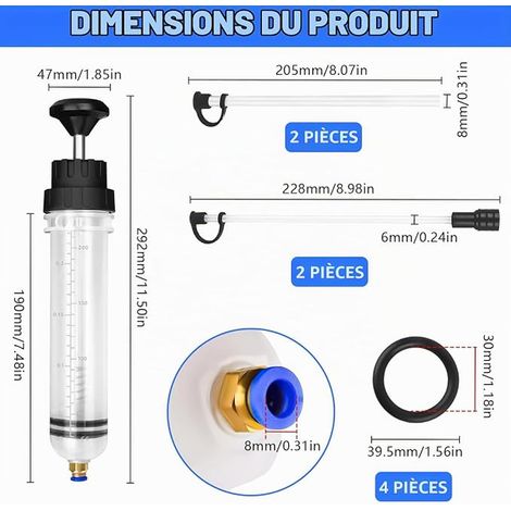 Seringue Huile, Seringue Huile Boite de Vitesse avec Tuyaux, Seringue Aspiration Huile pour Liquide de Frein, Liquide de Refroidissement (1/3)