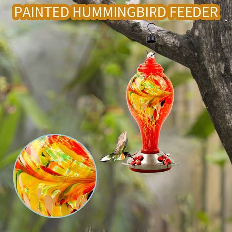 Kolibri-Wasserspender, bemalter Glasvogelspender, bemalter Glaskolibri-Futterspender (1/5)
