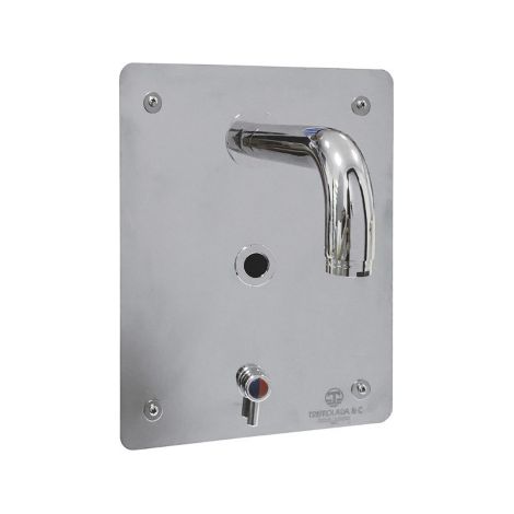 Tremolada Miscelatore a fotocellula per lavabo a canale con bocca a muro con batteria litio 6V rubinetto elettronico per luoghi pubblici