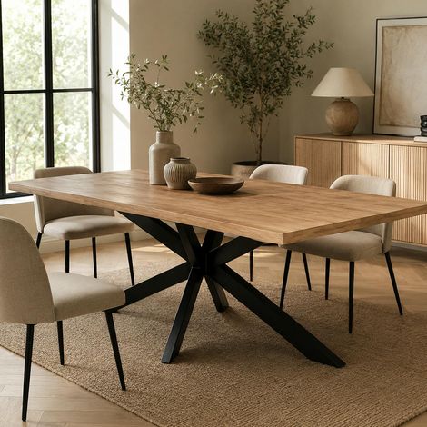 Table à manger rectangulaire bois de manguier 220 cm FULTON (1/5)