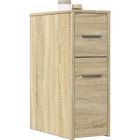 vidaXL Armadietto da Bagno Stretto con Ruote Rovere Sonoma