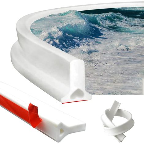 Barrage deau seuil de silicone, Barrière de douche pliable, Bande de retenue deau pour seuil de porte de salle de bain avec séparation à sec de colle (blanc)