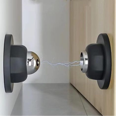 Short magnetic doorstops – no drilling required, powerful magnets, silicone plugs, black, 1 per pack (1/5)