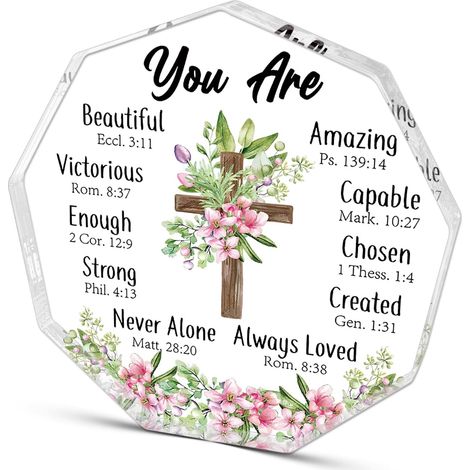 Plaque décorative chrétienne en acrylique – Cadeau spirituel inspirant pour femme, homme, papa, ado, fille, maman, amie, collègue et sœur, idéal anniversaire (1/5)
