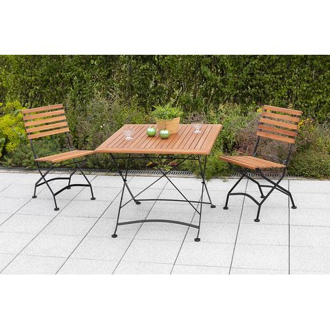 Schlossgarten Set 3tlg 2 Stühle Klapptisch 90x90cm