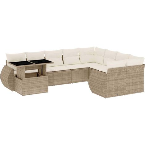 Maison Exclusive - Juego de sofás jardín con cojines beige 10 pza (1/5)