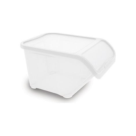 3 x apilables de residuos/Reciclar/lavandería Clasificación cajas de contenedores de plástico y tapas blanco