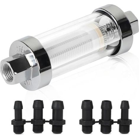 Benzinfilter für Inline-Einspritzung, Glas-Kraftstofffilter, Benzinfilter mit 3/8", 1/4", 5/16"-Schlauchanschluss (1/5)