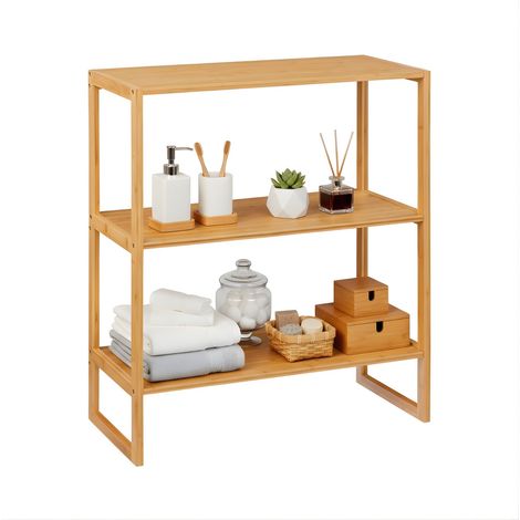 Modulares Bambusregal mit 3-stufigem Baldachin, 84 x 69,5 x 33,5 cm, 7house