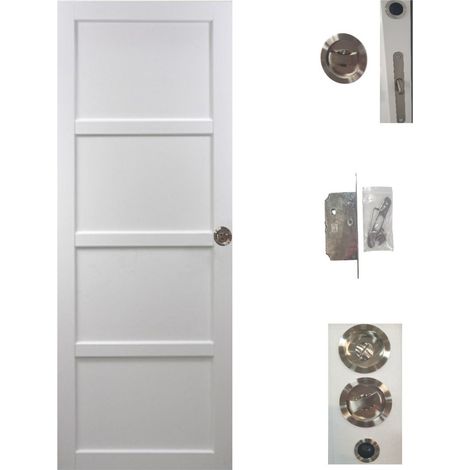 Porte Coulissante Tamera Blanc H204 X L63 Cm, Serrure Condamnation Gd Menuiseries (1/4)