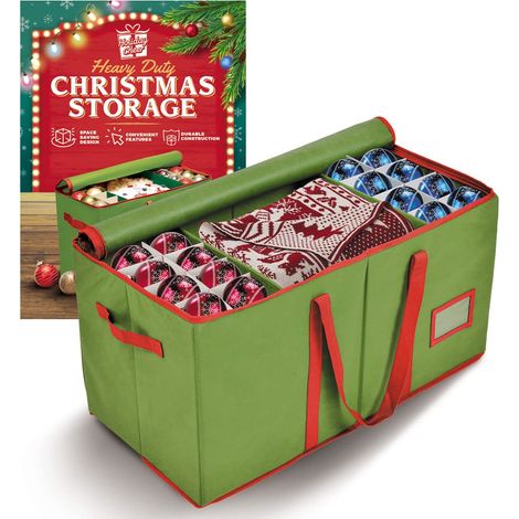 Boîte de rangement pour boules de Noël – Boîte de rangement pour les décorations de vacances et les ornements – Convient pour 128 décorations de vacances – Tissu indéchirable (1/5)