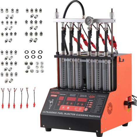 Nettoyeur et Testeur d’Injecteurs Essence avec 9 Modes de Test, Banc de Test et de Nettoyage d'Injecteurs par Ultrasons à 6 Cylindres, pour Voiture Atelier, Compatible avec EFI/FSI/GDI (1/5)