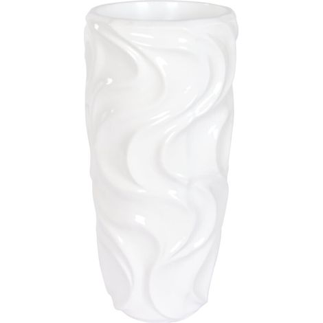 Macetero Fibra Vidrio 35X35X71 Ondas Lacado Blanco (1/4)