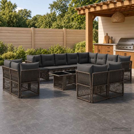 Set Divano da Giardino 13 pcs Grigio polyrattan vidaXL (1/5)