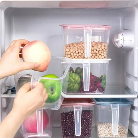 Boîte Rangement Frigo Grande Capacité - Conservation Aliments Hermétique, Poignée Couvercle, Plastique Durable (Bleu, S) (1/5)