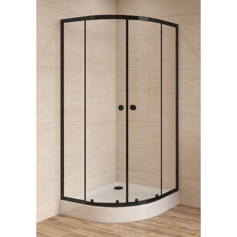 Swiss Aqua Technologies SAT PROJECT Mampara de ducha cuadrada corredera 90x90cm con perfil negro mate (SATPROMUS90CT)