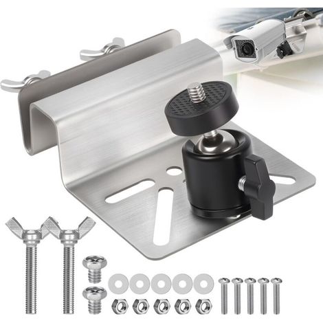 Support mural gouttière pour caméra extérieure avec tête rotule, compatible vis 1/4 pouce, pour Eufy S340 et panneaux solaires Arlo (1/4)
