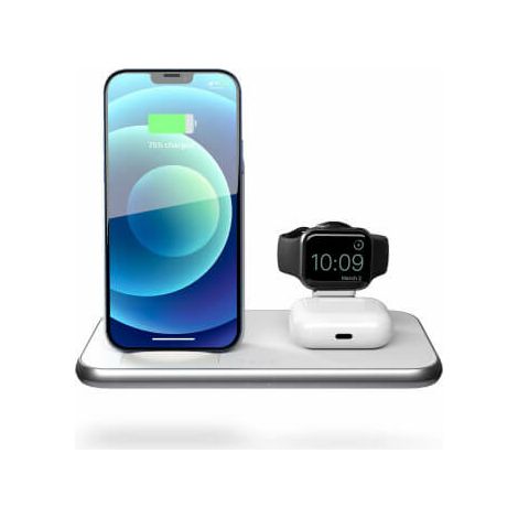 [GEBRAUCHT] B-Ware Zens Aluminium Series 4 In 1 Stand Watch 45 W Ladegerät Netzteil 2x 10 W Qi Weiß