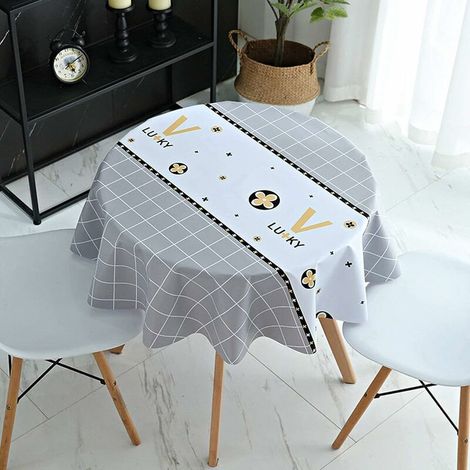 Nappe Ronde Toile Cirée Impermeable Nappe Ronde PVC 120 cm Ecologique Nappe de Table Anti-Taches Nordique Lavable Entretien Facile pour Cuisine Restaurant Table à Manger Pique-Nique BBQ Fête (1/5)