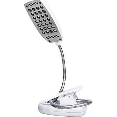 Lampe De Bureau - Bras Flexible Avec Pince Pour Table Et Tête De Lit - 28 Led - 3 Niveaux De Luminosité - Alimentation Usb Ou Piles - 1 Pièce (1/5)