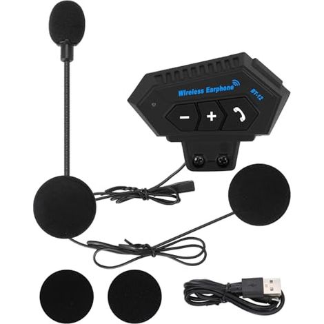 BT12 Intercom Moto Kit Main Libre Bluetooth Headset, Casque Bluetooth de Moto, Casque avec Haut-Parleurs Écouteurs, Soutien des Appels Mains Libres