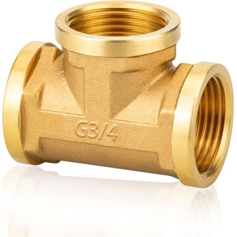 Boquilla doble G1/2" (Ø 20 mm) macho de latón, 4 piezas hexagonales G1/2"M/M, conexión de unión 2 x M roscada, conexiones de boquilla doble adecuadas para agua potable, pieza en T hembra G3/4" (1/5)