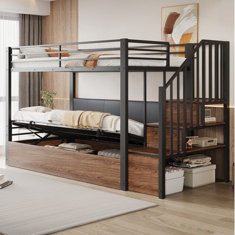 letto contenitore 90x200 con scala reversibile nero OKMYHOME (1/5)