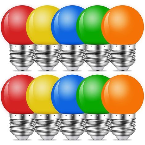 10er-Pack farbige LED-Lampen, 1 W, E27 G45, Mini-LED-Globuslampen in verschiedenen Farben für Lichterketten im Innen- und Außenbereich, Weihnachten, Partys – hy (1/5)