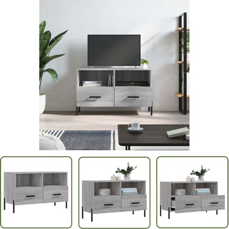 Furniture Limited - Meuble TV Sonoma gris 80x36x50 cm Bois (1/5)