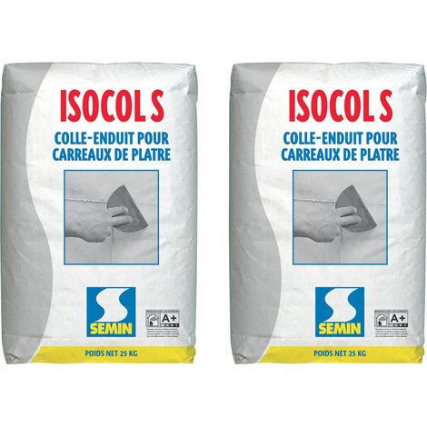 Colle pour Carreaux de Plâtre Semin - Isocol Super - Intérieur - Poudre - Sac 25 kg (lot de 2) (1/4)
