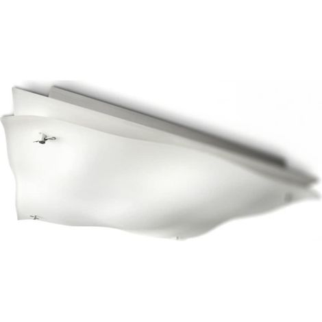 Plafoniera vetro satinato ondulato - largh. 31,5 cm - 1x2GX13 22W incl.