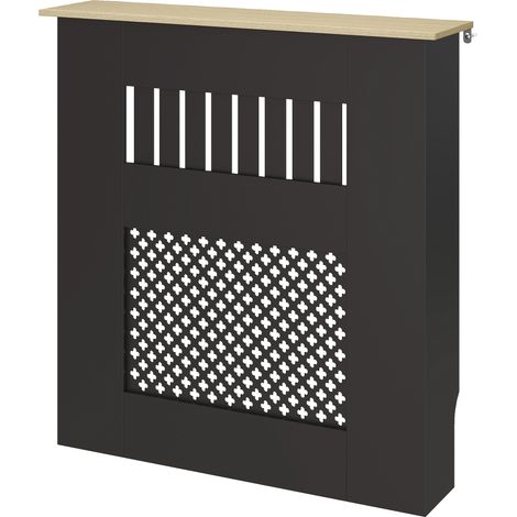 Cache-radiateur pliable dimensions 78 x 19 x 81 cm couleur noir adapté pour salon, meuble de rangement pratique et fonctionnel (1/5)