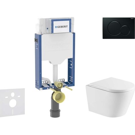 Geberit Kombifix - Set Vorwandelement, WC Nefia mit Softclose-Sitz und Sigma01-Betätigungsplatte, schwarz SANI15CA5150