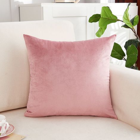 LAN Set mit 2 dekorativen Samtkissenbezügen, 45 x 45 cm, Rosa, quadratisch mit Reißverschluss, weicher Kissenbezug, dekorativer Kissenschutz für Sofa, Auto, modernes Zuhause, Wohnzimmer, Bett, Schlafz (1/5)
