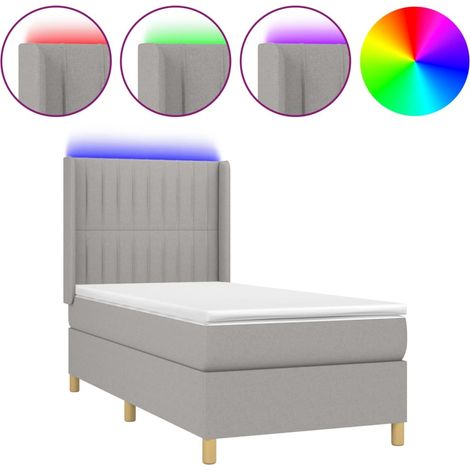 Maison Exclusive - Boxspringbett mit Matratze & LED Hellgrau 90x2