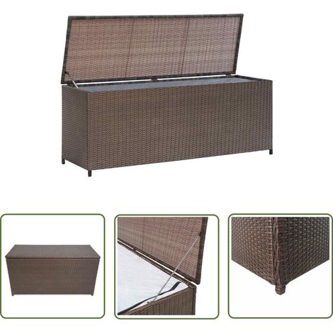 The Living Store Boîte de rangement de jardin marron 120x50x60 cm résine tressée - Coffre De Jardin - Rangement Extérieur - Meuble De Jardin - Résine Tressée - Coffre De Rangement (1/5)