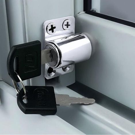 Serrure de fenêtre avec clé en alliage d’aluminium – Sécurité renforcée pour cadre de porte-fenêtre – Lot de 2 (1/4)